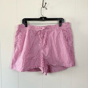 Loft cotton pink white stripe pull on drawstring shorts size XL